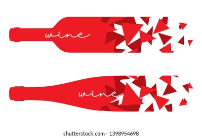 Vector logo design wine bottles with polygon. Isolated on white background.