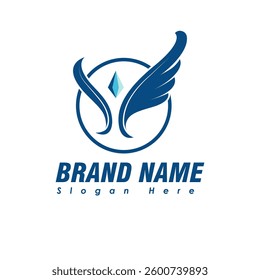 Vector logo design of wings with diamond head on circle