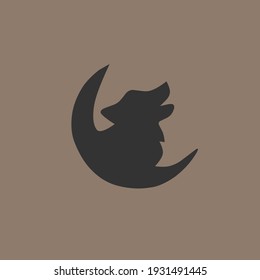 Vector logo design of wolf and moon, suitable for product logo design. 