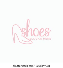 Diseño del logotipo vectorial vectorial para zapatillas de zapato para mujeres centro comercial de zapatos de lujo