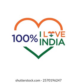 vector logo design writing 100% i love india
