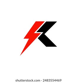 Diseño del logotipo del Vector\ícono de voltaje eléctrico para la letra "k".