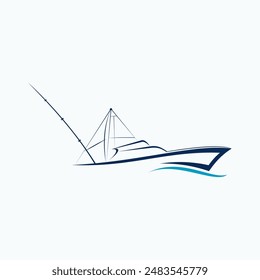 Vector logo design\icon of fishing boat or bod boat.