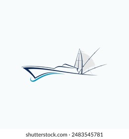 Vector logo design\icon of fishing boat or bod boat.