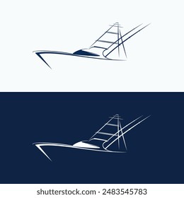 Vector logo design\icon of fishing boat or bod boat.