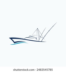 Vector logo design\icon of fishing boat or bod boat.