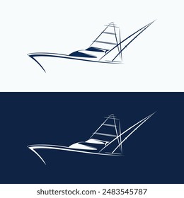 Vector logo design\icon of fishing boat or bod boat.