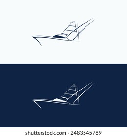 Vector logo design\icon of fishing boat or bod boat.