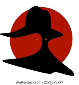 vector logo design,icon silhouette of man in hat on red circle background