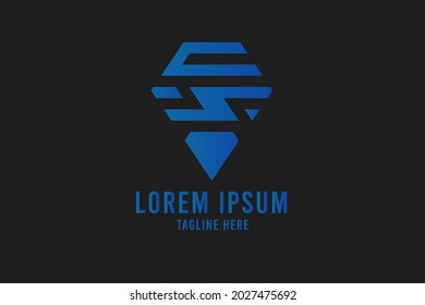 vector logo diamond with letters C and S