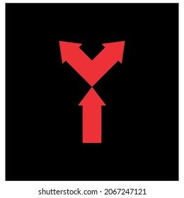 Vector logo of directional sign shape forming letter Y, for free design.
