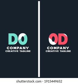 Vector logo of do and od initial letter design in blue and white style. Can be used as Logo, Brands, Mascot.