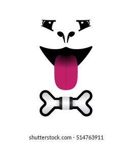 Vector logo of a dog with food shaped on white background for your design works regarding to pet shops, vet's clinics, security firms, etc.