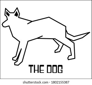 Vector Logo Of A Dog With Straight Lines Formed.