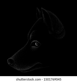 The Vector logo dog  or wolf or fox  for tattoo or T-shirt design or outwear.  Cute print style dog  or wolf  background.