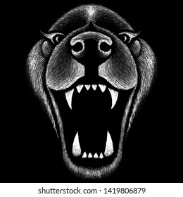 The Vector logo dog  or wolf for tattoo or T-shirt design or outwear.  Cute print style dog  or wolf  background.