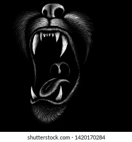 The Vector logo dog  or wolf for tattoo or T-shirt design or outwear.  Cute print style dog  or wolf  background.