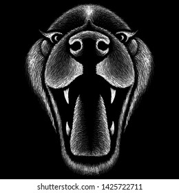 The Vector logo dog  or wolf for tattoo or T-shirt design or outwear.  Cute print style dog  or wolf  background.