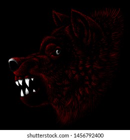 The Vector logo dog  or wolf for tattoo or T-shirt design or outwear.  Cute print style dog  or wolf  background.