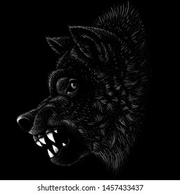 The Vector logo dog  or wolf for tattoo or T-shirt design or outwear.  Cute print style dog  or wolf  background.