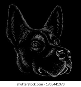 The Vector logo dog  or wolf for tattoo or T-shirt design or outwear.  Cute print style dog  or wolf  background. This hand drawing would be nice to make on the black fabric or canvas.