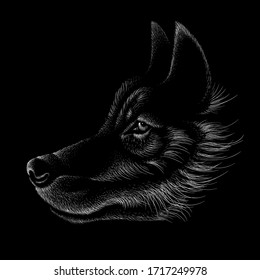 The Vector logo dog  or wolf for tattoo or T-shirt design or outwear.  Cute print style dog  or wolf  background. This hand drawing would be nice to make on the black fabric or canvas.