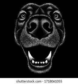 The Vector logo dog  or wolf for tattoo or T-shirt design or outwear.  Cute print style dog  or wolf  background. This hand drawing would be nice to make on the black fabric or canvas.