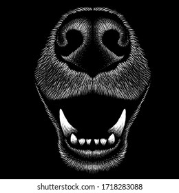 The Vector logo dog  or wolf for tattoo or T-shirt design or outwear.  Cute print style dog  or wolf  background. This hand drawing would be nice to make on the black fabric or canvas