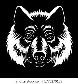 The Vector logo dog  or wolf for tattoo or T-shirt design or outwear.  Cute print style dog  or wolf  background. This hand drawing would be nice to make on the black fabric or canvas.