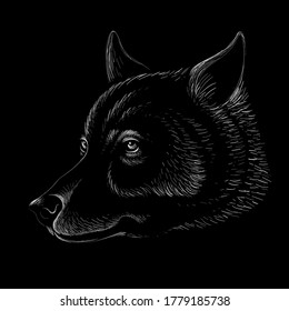 The Vector logo dog  or wolf for tattoo or T-shirt design or outwear.  Cute print style dog  or wolf  background. This drawing would be nice to make on the black fabric or canvas.