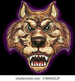 The Vector logo dog  or wolf for tattoo or T-shirt design or outwear.  Cute print style dog  or wolf  background. This hand drawing would be nice to make on the black fabric or canvas.