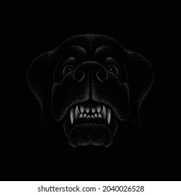 The Vector logo dog  or wolf for tattoo or T-shirt design or outwear.  Cute print style dog  or wolf  background. This hand drawing would be nice to make on the black fabric or canvas.