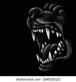 The Vector logo dog  or wolf for tattoo or T-shirt design or outwear.  Cute print style dog  or wolf  background. This hand drawing would be nice to make on the black fabric or canvas.