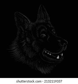 The Vector logo dog  or wolf for tattoo or T-shirt design or outwear.  Cute print style dog  or wolf  background. This hand drawing would be nice to make on the black fabric or canvas.