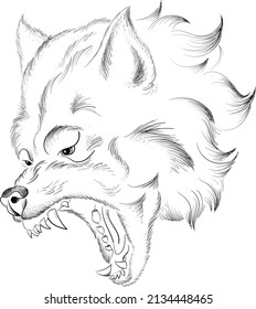 The Vector logo dog  or wolf for tattoo or T-shirt design or outwear.  Cute print style dog  or wolf  background. This hand drawing would be nice to make on the black fabric or canvas.