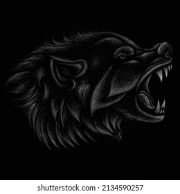 The Vector logo dog  or wolf for tattoo or T-shirt design or outwear.  Cute print style dog  or wolf  background. This hand drawing would be nice to make on the black fabric or canvas.