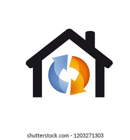 Vector logo domestic heating and cooling. Abstract illustration