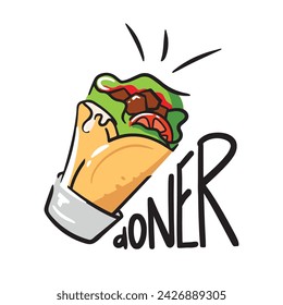 Logo vectorial de doner, comida rápida americana