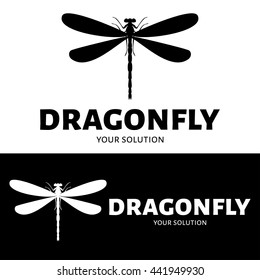 Vector logo of a dragonfly. Brand logo in the shape of a dragonfly