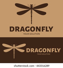 Vector logo of a dragonfly. Brand logo in the shape of a dragonfly