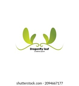vector logo dragonfly,green leaf wing dragonfly,green dragonfly icon template