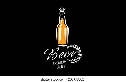 Vector logo with a drawn beer mug on a black background