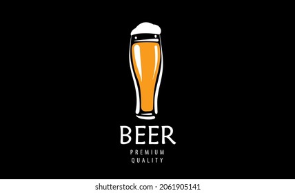 Vector logo with a drawn beer mug on a black background