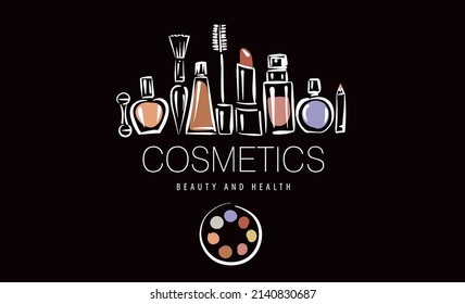 Vector logo drawn by cosmetics on a black background
