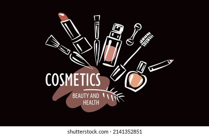 Vector logo drawn by cosmetics on a black background