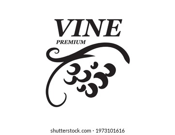 Vector logo drawn by hand. Bunch of grapes for making wine