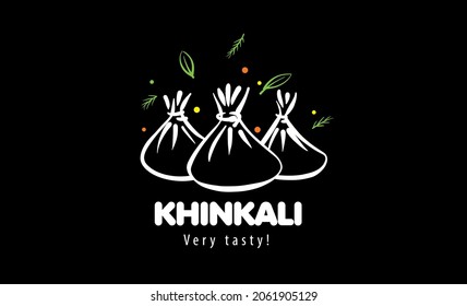 Vector logo with drawn dumplings on a black background