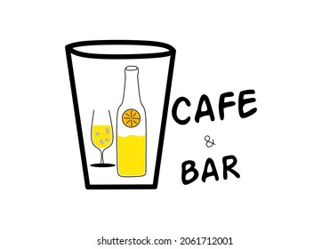 logotipo vectorial de botellas de bebida y gafas, bueno para café bar