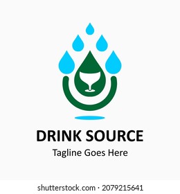 vector logo for drinks, water and glass icon. glass and water logo template. drink source illustration