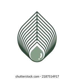 Vector Logo Of A Drop Or Dew Coming Out Of A Leaf, For Homeopathy, Botany, Health, Medicine, Care, Aesthetics, Alchemy, Nature, Herbalist, Wellness And Healing, Beauty, Spa, Harmonizing Companies.